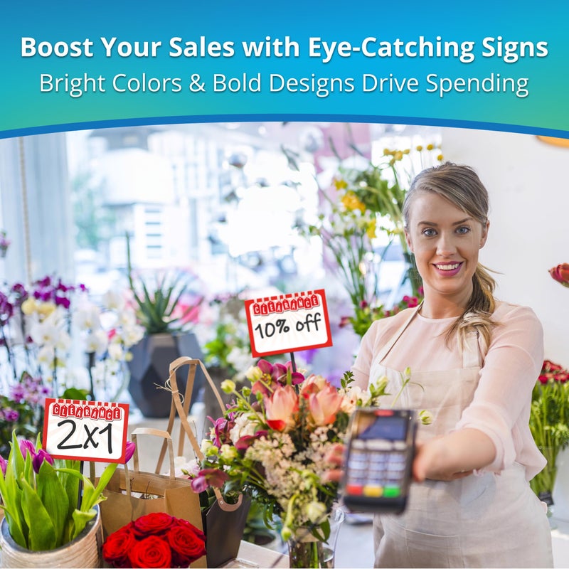 Retail Genius Red 5x7 In-Store Signage, 60 Pack. Thick, Durable and Easy to Write On Signs for Business, Fundraiser, Store & Flea Market - Image 5